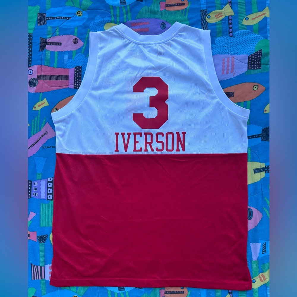 Red and White Retro Allen Iverson Philadelphia 76ers large jersey
